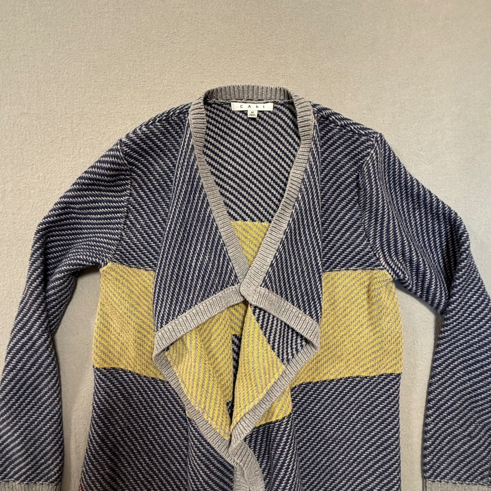 CAbi Color Block Blanket Sweater Open Front Cardigan‎ Medium - Picture 14 of 16